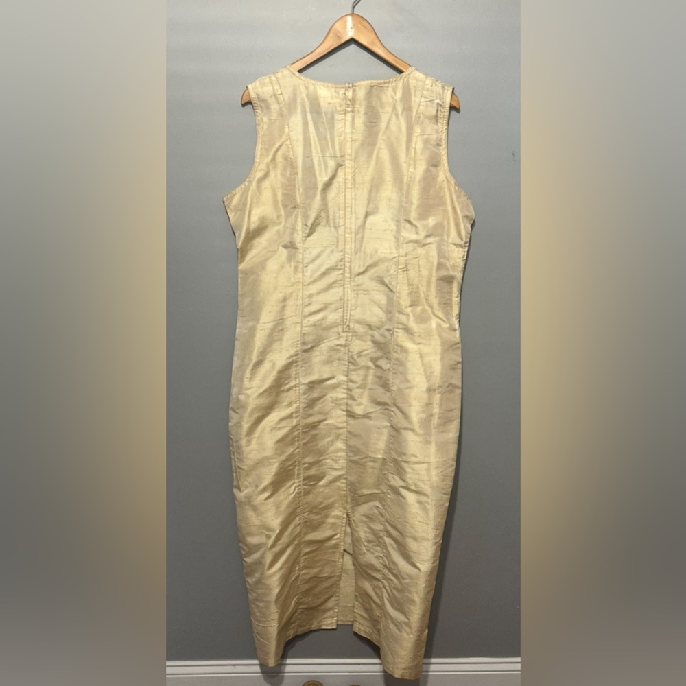 AS*HRO Silk Blend, Seashell & Gold Thread Embroidered Dress & Matching Jacket, L - Picture 13 of 15